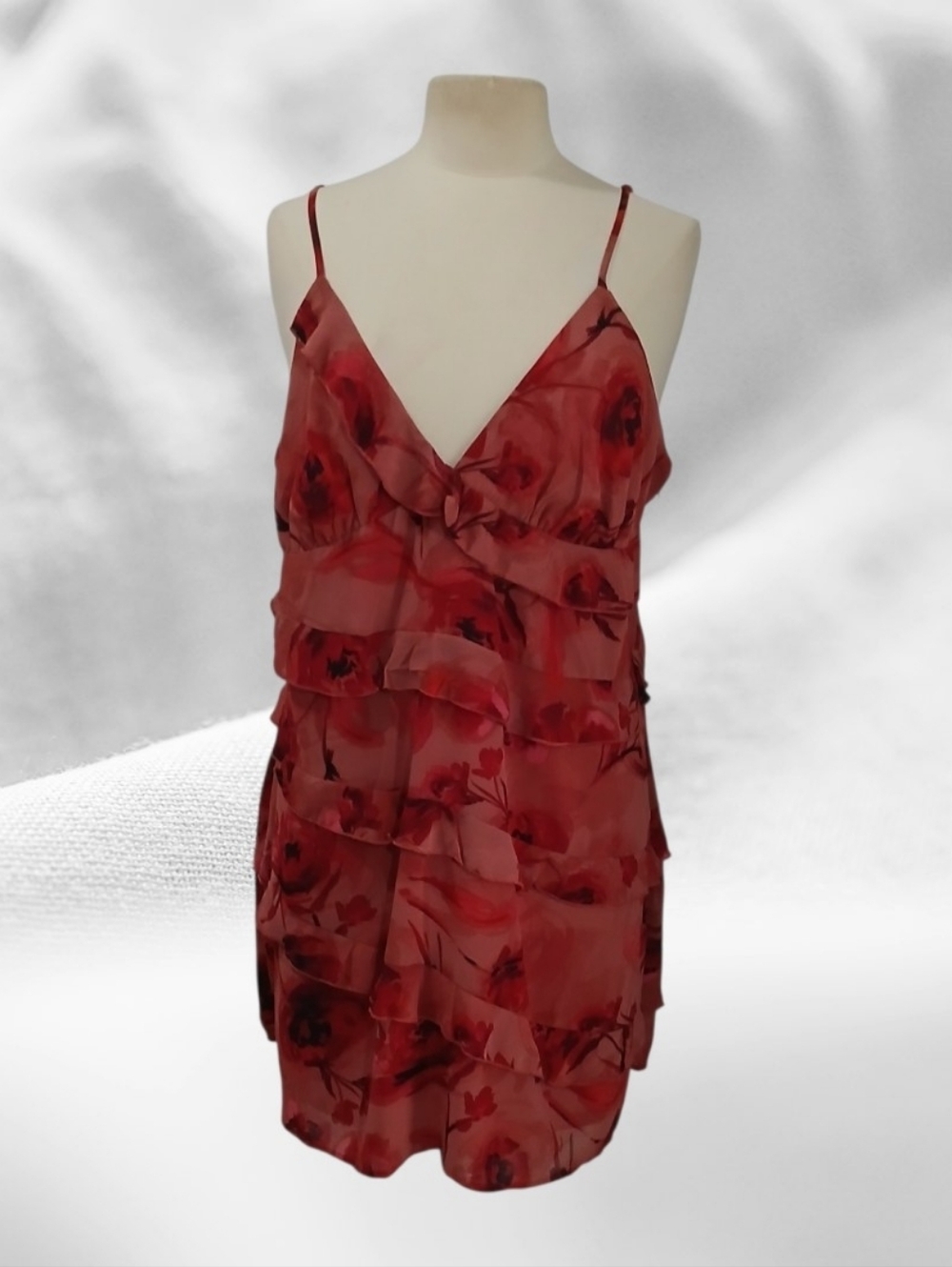 Floral Ruffle Slip Dress | Cocktail Dress - Picture 2 of 8